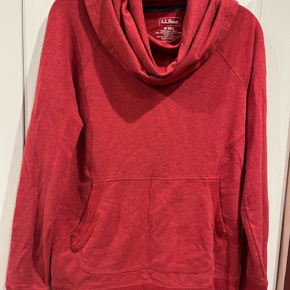 L.L. Bean Red Women's Cowl Neck Sweater - Picture 4 of 5
